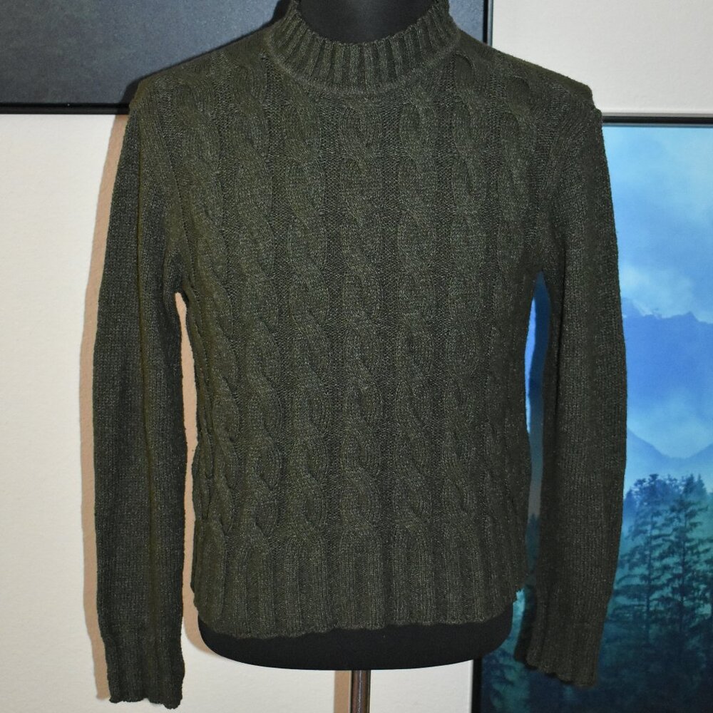 Vintage Capricci Di Lana Italian women's Dark Green Wool turtle neck sweater S